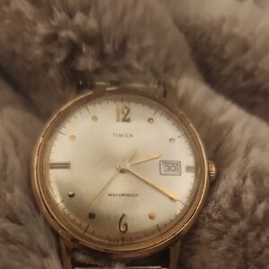 Timex Gold-Tone Men's Watch with White Dial